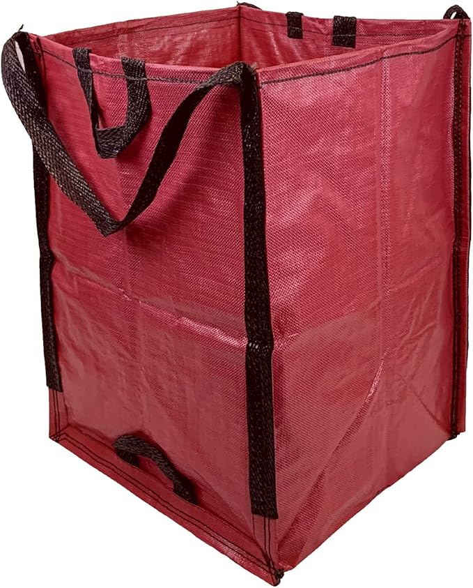 DURASACK Heavy Duty Home and Yard Bags 48-Gallon Reusable Self-Standing Lawn and Leaf Bags Garbage Can with Reinforced Handles, Red-DeskLoop Office