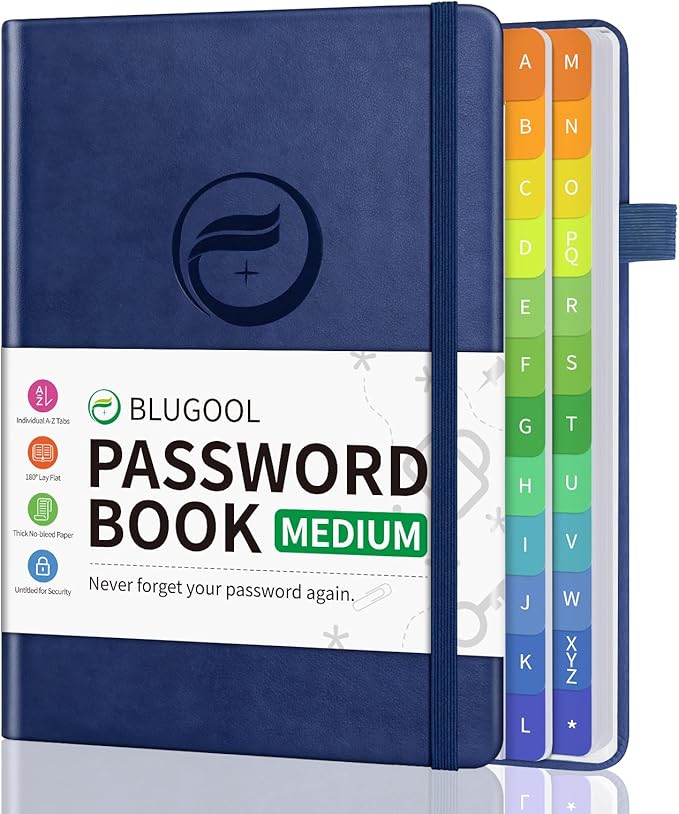 Password Book with Alphabetical Tabs, Password Keeper Book by Blugool