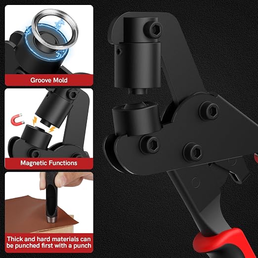 Grommet Tool Kit, 3/8 Inch Grommet Kit Handheld Eyelet Pliers Set - Image 2