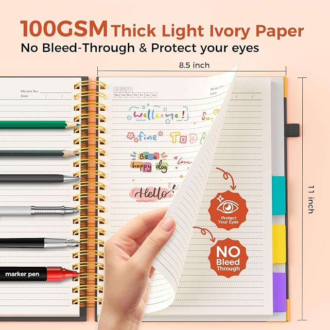 XYark A4 Hardcover Spiral Notebook, 8.5"x11" College Ruled Notebooks - Image 4