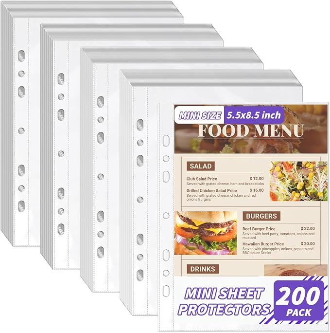 VOKOY 200 Pack 5.5x8.5 Inch Sheet Protectors by VOKOY