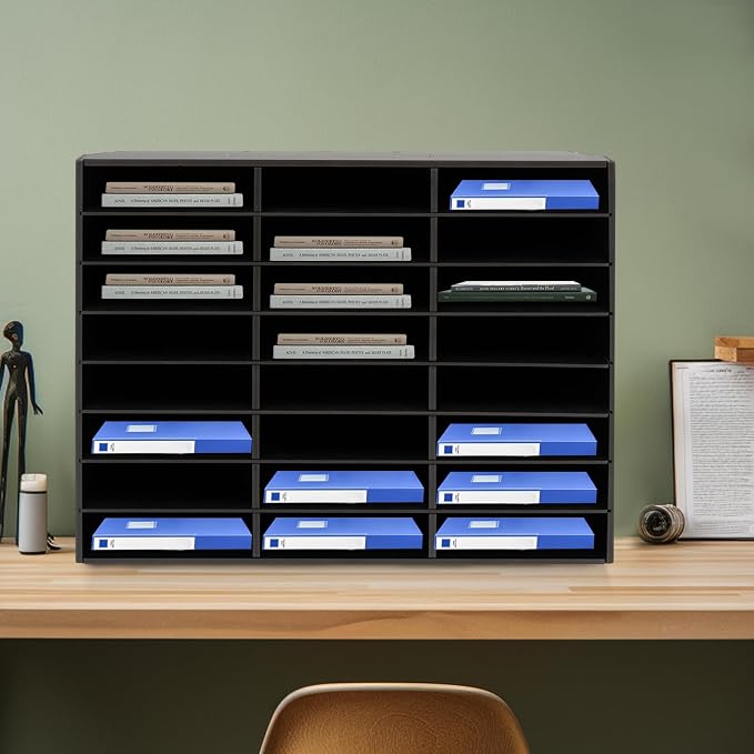 Mail Sorter Organizer, 24 Compartments Black Literature Organizer, Student - Image 3