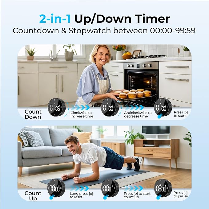 Rechargeable Magnetic Kitchen Timer - Image 6