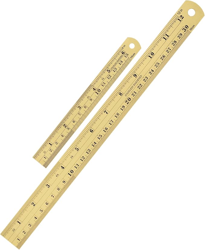 Mr. Pen- Metal Straight Edge Ruler, 2 Pack, Imperial & Metric Measurements by MrPen