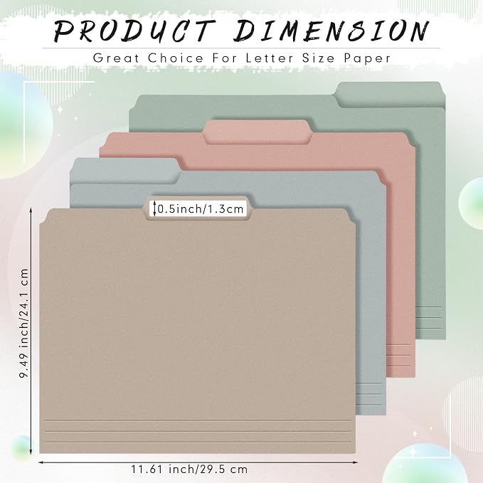 48 Pcs File Folders 9.5x11.6 Inch Manilla Folders Letter Size - Image 2