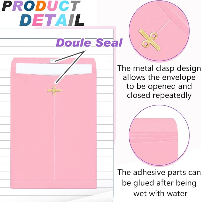 Geyee 20 Pcs 9 x 12 Inch Clasp Envelopes Letter Size Mailing Envelopes - Image 3