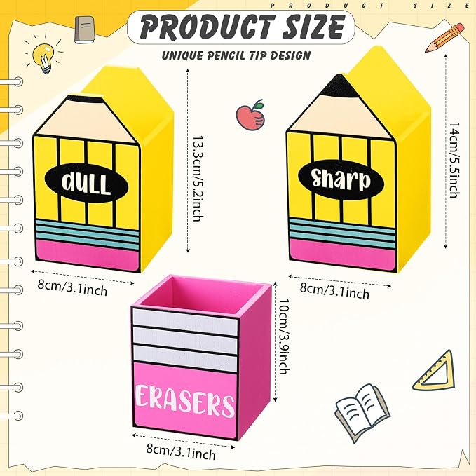 Gilprop 3 Pcs Back to School Sharp and Dull Pencil Holder - Image 2