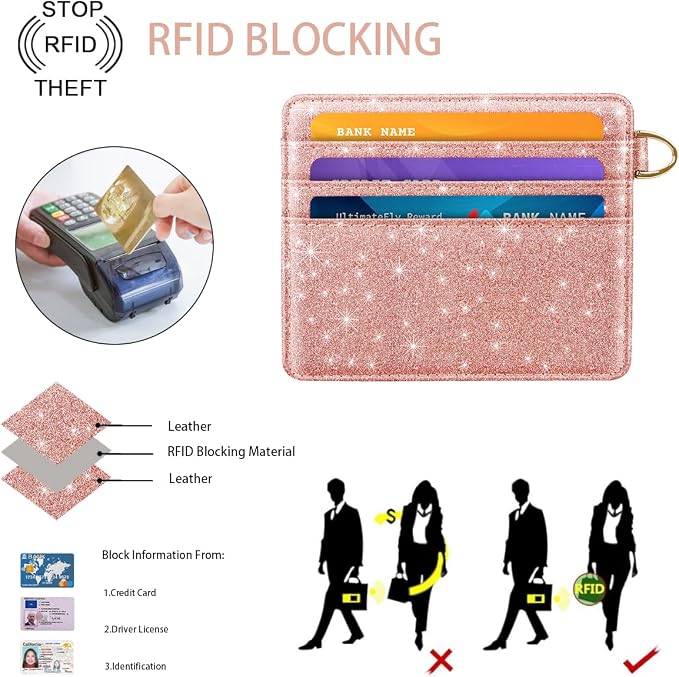 Slim Minimalist Front Pocket RFID Blocking Credit Card Holder Small Wallet Cute - Image 4