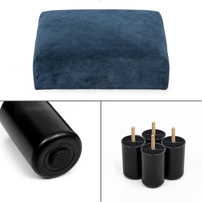 Joveco Small Foot Rest Stool Ottoman, 15" Fabric Square Short Low Footstool Upholstered Footrest for Chair, Under Office Desk, Living Room, Navy Blue-DeskLoop Office