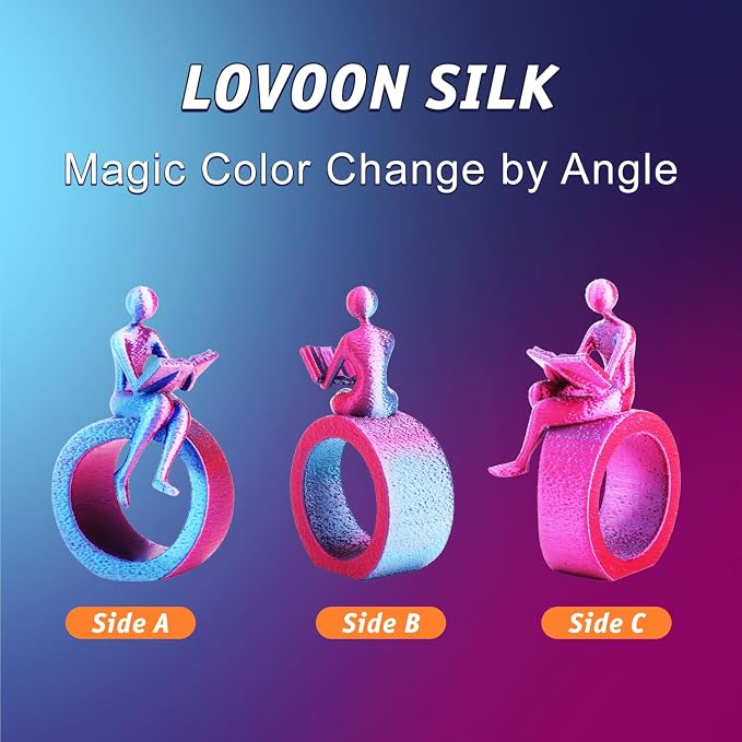 LOVOON 3D Printer Filament Dual Color Sky/Light Blue and Rose Red, PLA Filament - Image 5