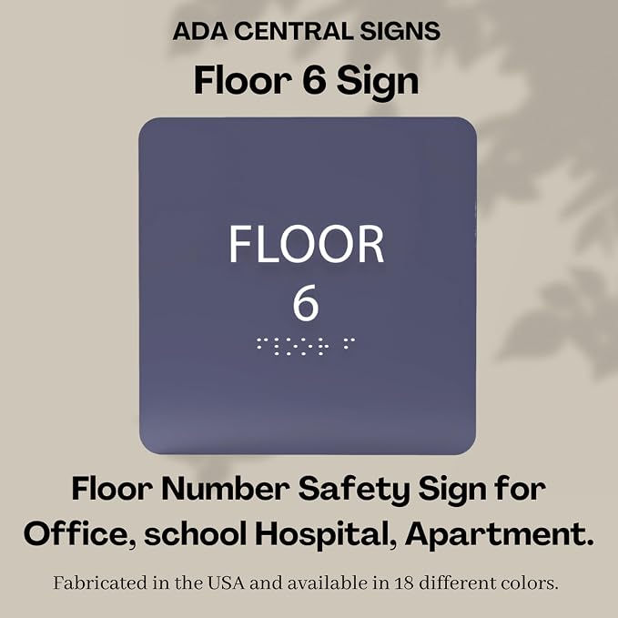 Grey w/Black ADA Floor 6 Sign - Image 6