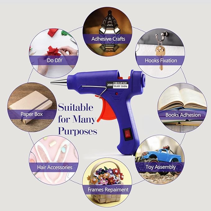 Mini Hot Glue Gun, Hot Melt Gun with 30 Glue Sticks for Arts Crafts, Mini Glue Gun Kit for Kids School Craft and Quick Home Repairs (Multicolored, 20W, 6 Pieces)-DeskLoop Office