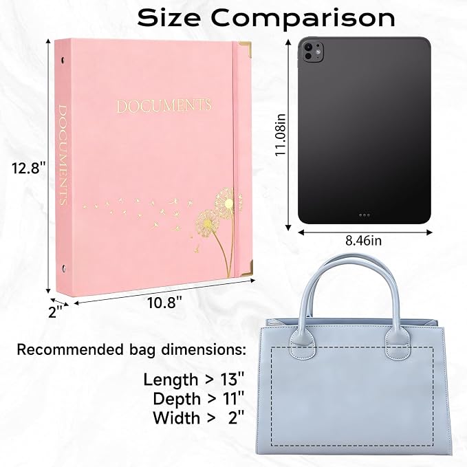 XKDOUS Aesthetic Document Organizer 3 Ring Emergency Binder Linen Folio Folders - Image 5