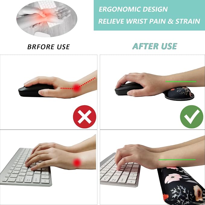 Keyboard Wrist Rest Mouse Wrist Support Set, Memory Foam Wrist Rest Pad - Image 2