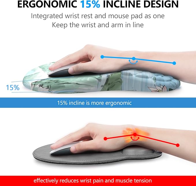 Ergonomic Mouse Pad Wrist Rest, 2 in 1 Keyboard Pad - Image 2