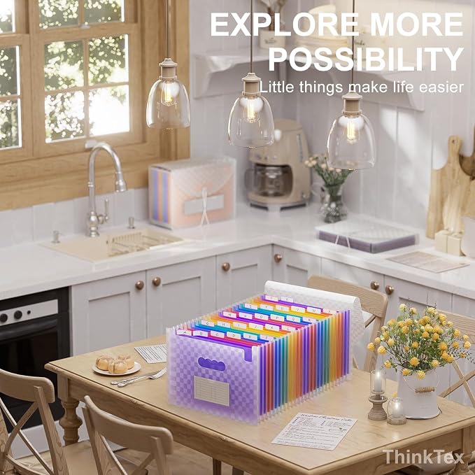 ThinkTex 26 Pockets Expanding File Folders, Accordion File Organizer - Image 6