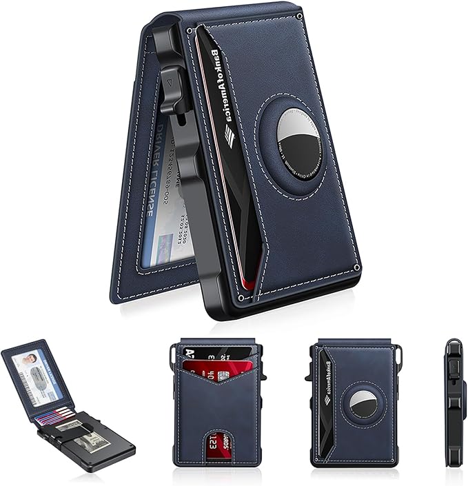 KIKVES Airtag Wallet for Men, Mens Smart Wallet for Air Tag RFID Blocking by KIKVES