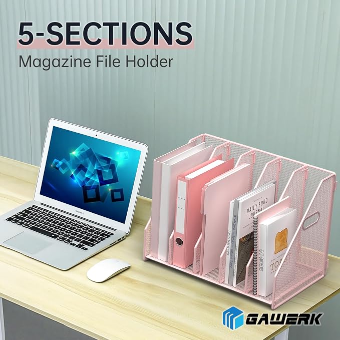MINDEPOT Desk File Organizer Metal Desk Magazine Folder Holder - Image 3