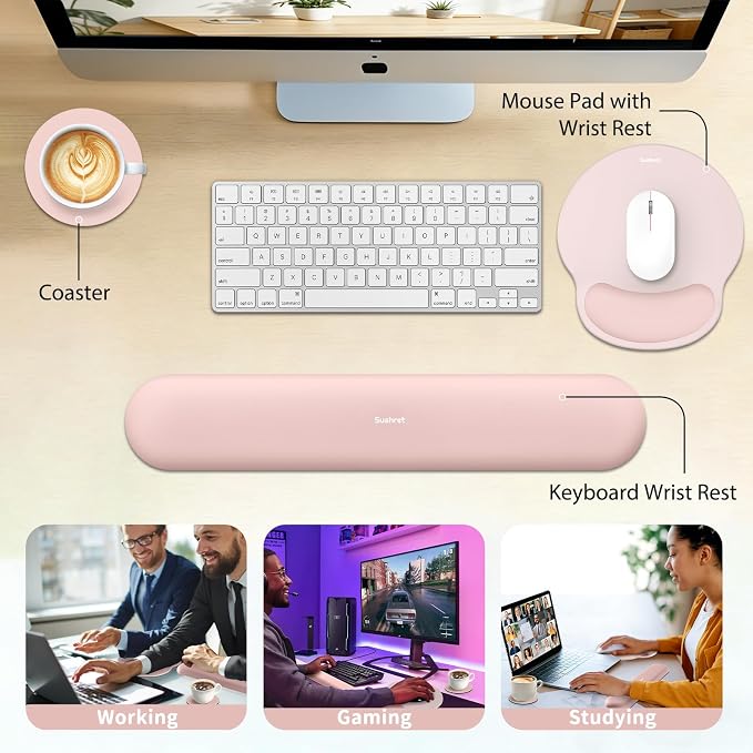 Sushret Mouse Pad and Keyboard Wrist Rest, 3-in-1 Gel Memory Foam Ergonomic - Image 6