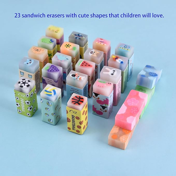 23PCS Big Fun Cute Animal Fruit Pencil Erasers - Image 3
