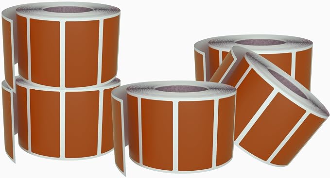 Brown Sticker Label Rolls 1.57 x 0.75 inch, 5 Rolls- 2500-Pack, Rectangular by RoyalGreen
