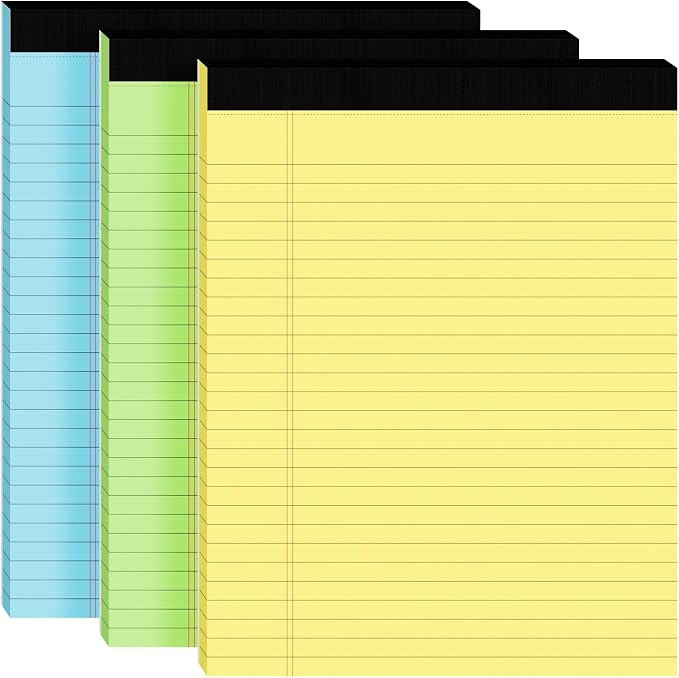 3pcs Legal Pads 8.5 x 11, Notepads 8.5 x 11 Inch, 30 Sheets/Pack, Color Note by Ciphyfee