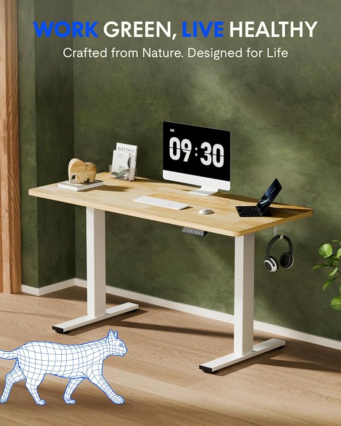 FLEXISPOT EN1 Solid Wooden One-Piece Standing Desk, 63 x 24 Inches Sit Stand - Image 2