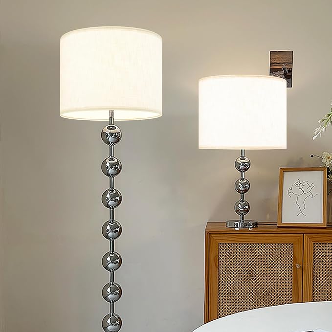 White Linen Lampshades Set of 2 Large, Drum Lamp Shade 16" Top x 16" Bottom x - Image 9