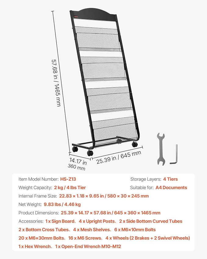 VEVOR Brochure Display Rack, 4-Tier Magazine Literature Display Stand - Image 7