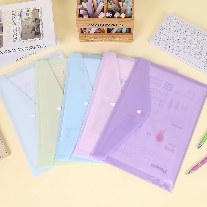 EOOUT 5pcs Plastic Envelopes Folders, Plastic Poly Folders - Image 6