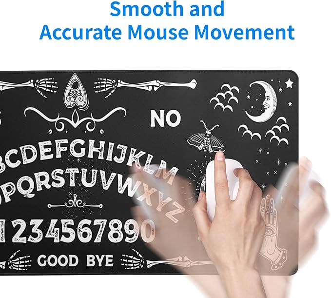 Mysterious Spirit Goth Gaming Mouse Pad 27.6x11.8 Inch Large Desk Mat Black - Image 7