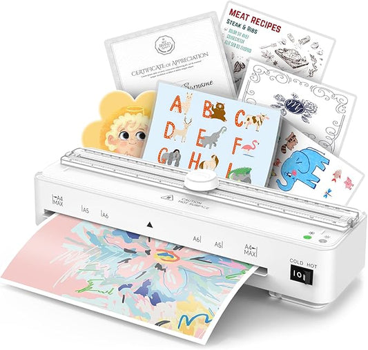 Kejector Laminator Machine, 9 Inch with 20 A4 Sheets Thermal and Cold Lamination Built in Cutter Quick Warm Up for Home Office School, White-DeskLoop Office