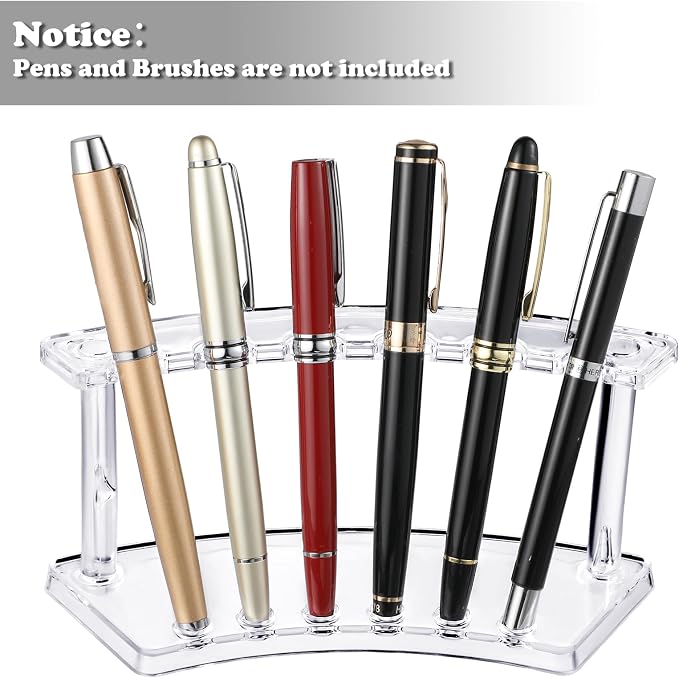 Tinlade 2 Pieces Plastic Pen Holder Stand Display Rack 6-Slot Pen Makeup Brush - Image 5