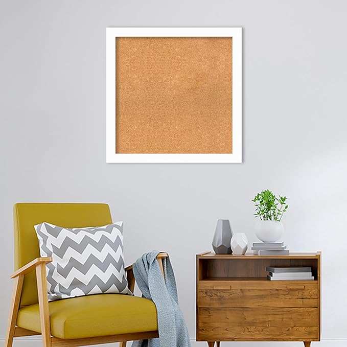 Amanti Art Natural Cork Board for Wall, 29x29 Vision Board with White Frame, Large Corkboard Office Decor for Home Organization, Casual Corkboard Pinboard to Display Items for Home Organization in-DeskLoop Office