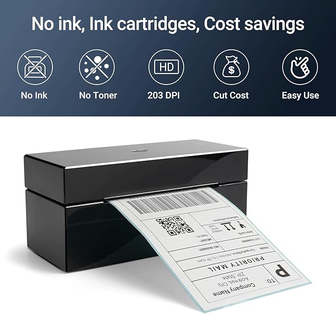 ORGBRO Z1 Shipping Label Printer, 4x6 Thermal Label Printer for Small Business, High Speed Sticker Maker for Commercial Grade Shipping Packages, Used for Amazon, Ebay, Shopify, USPS (USB Only)-DeskLoop Office