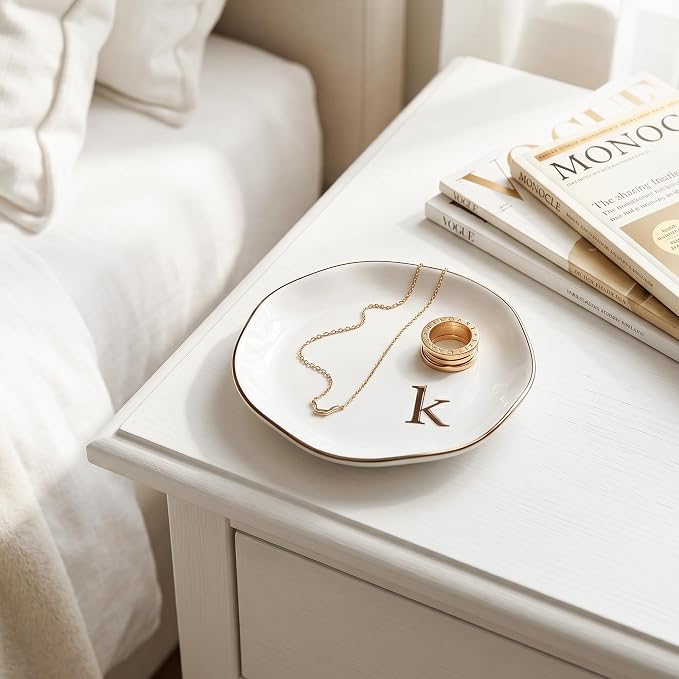 Ceramic Jewelry Tray, Personalized Initial Jewelry Dish - Image 6