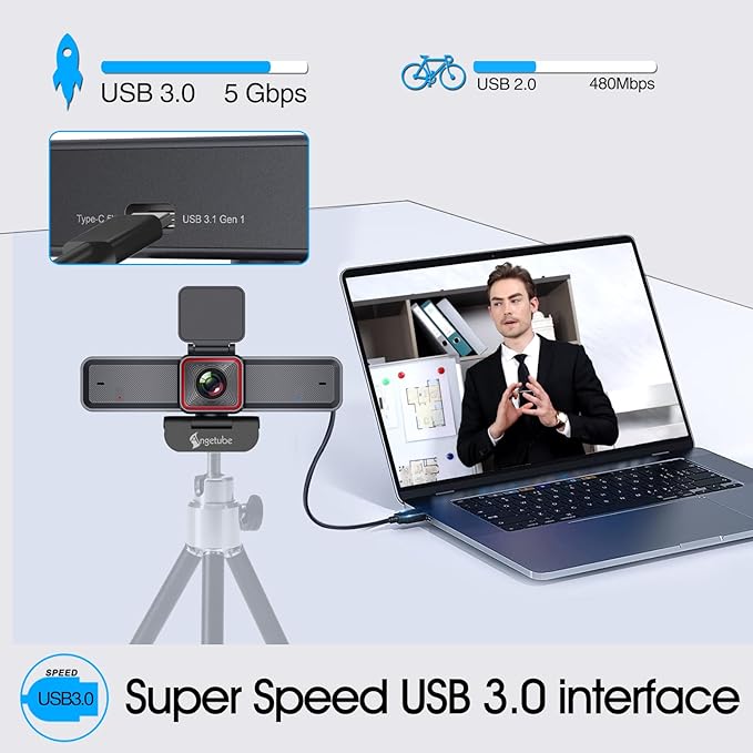 Angetube 4K Webcam with AI Tracking,Remote Control 4K Web Camera/10X Digital Zoom 1080P 60fps Web cam with USB 3.0 HDR/Dual Noise Cancelling Microphones for Video Calls/Meetings/Streaming/Skype/Zoom