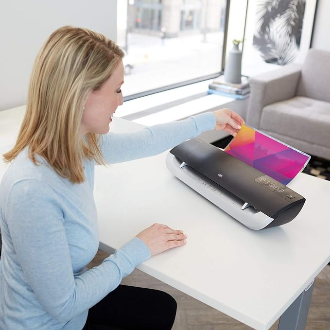 GBC Thermal Laminator Machine, Fusion 3000L, 12 Inch, 1 Min Warm-up, 3 or 5 Mil, with 30 EZUse Laminating Pouches (1703075)-DeskLoop Office