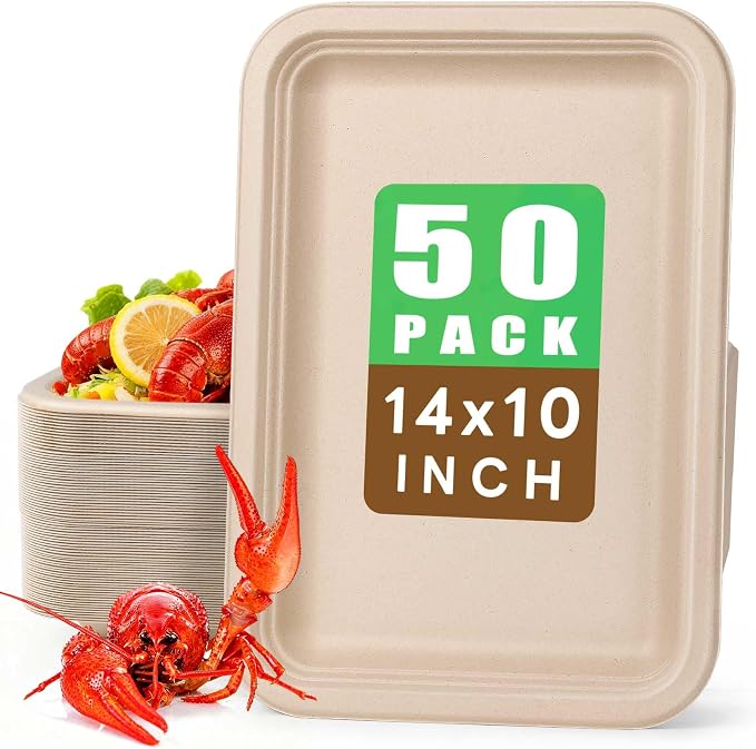 Gezond 50 Pack 14 Inch Disposable Food Trays Eco-friendly Heavy-Duty Large by Gezond%C2%AE