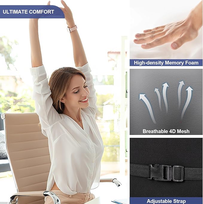 Cooling Lumbar Support Pillow for Car, Memory Foam Car Seat Back Support Pillow - Image 8
