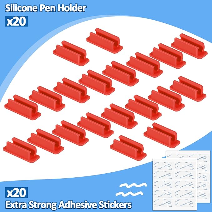 BOBOKA 20Pcs Pencil Holder for Desk, Adhesive Pen Holder for Classroom - Image 7