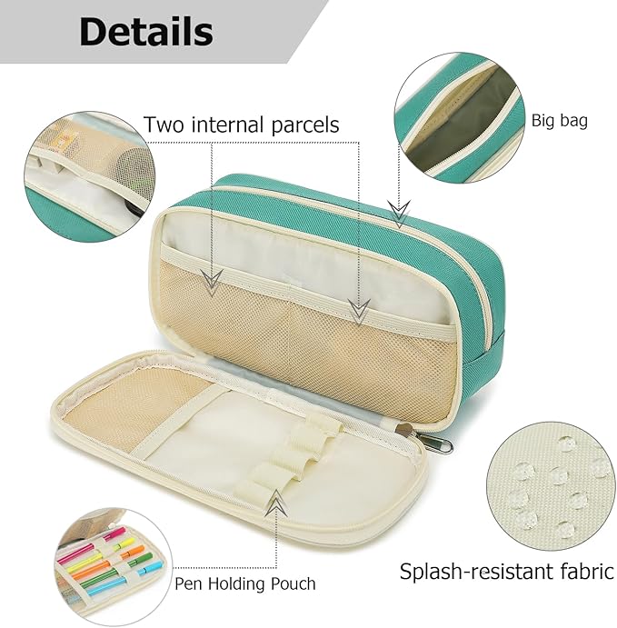 Large Capacity Pencil Case Multi-Slot Pencil Pouch Durable Pencil Box Portable Office Pen Bag with Zipper-DeskLoop Office