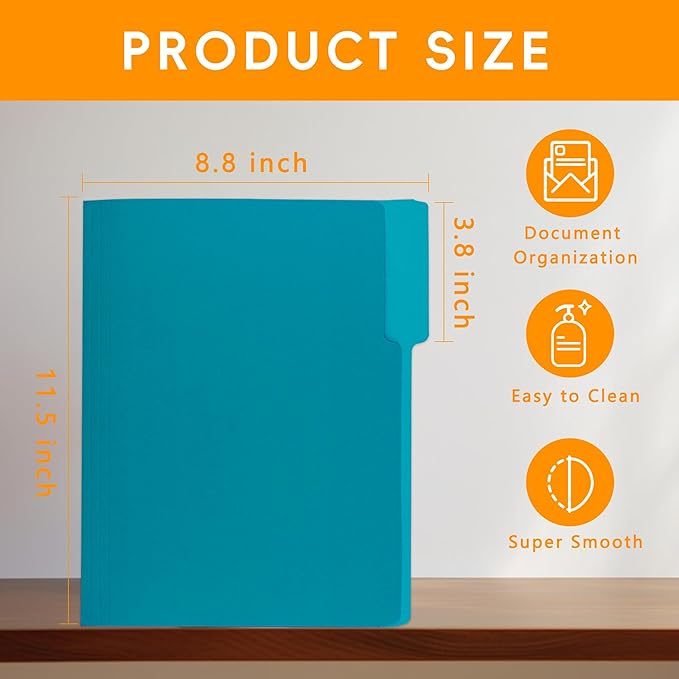 100 Packs Royal Blue File Folder,File Folders Letter Size,1/3-Cut Tabs,8.5x11 Inch File Folders for Office,School and Home,Organizer Documents