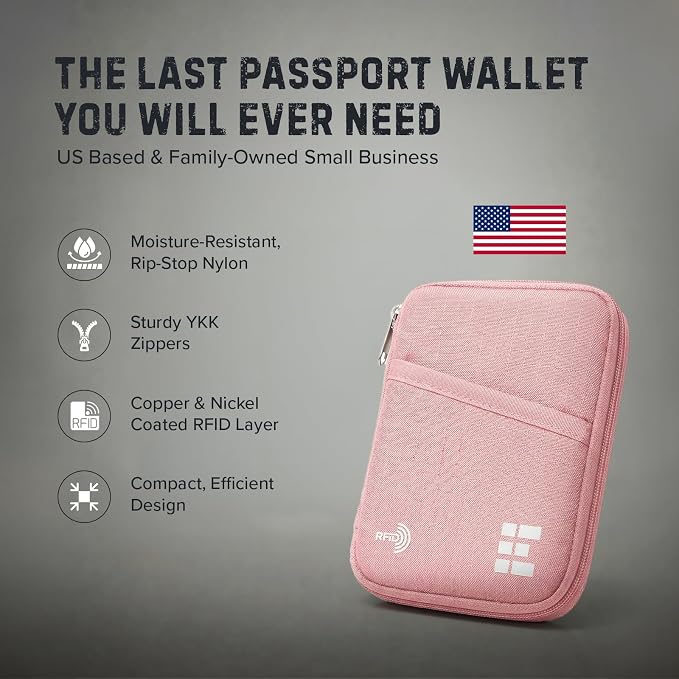 Zero Grid RFID Passport Holder & Travel Wallet, Zippered Wallet - Image 7