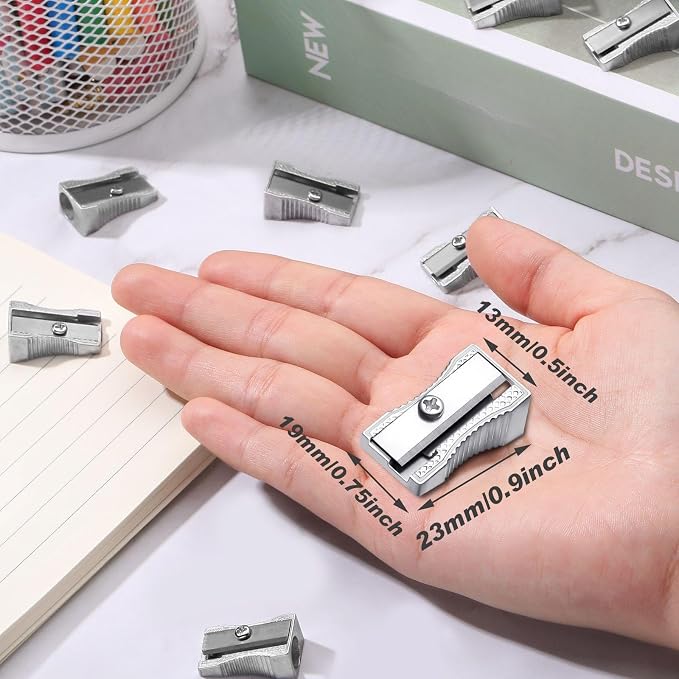 Fumete 120 Pcs Metal Mini Pencil Sharpeners Bulk Handheld Metal Pencil - Image 2