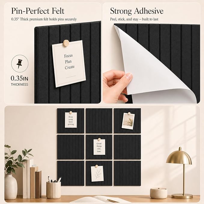 Stripe Felt Bulletin Board Tiles, Cork Board Alternative 24 x 36 in | 0.35 in - Image 3