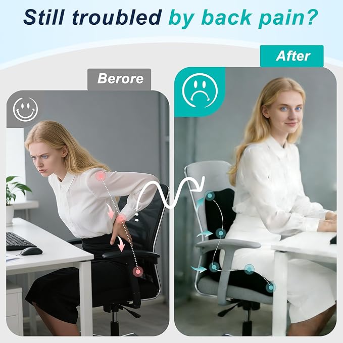 Seat Cushion for Office Chair and Car, Lumbar Support Pillow for Office Chair - Image 5