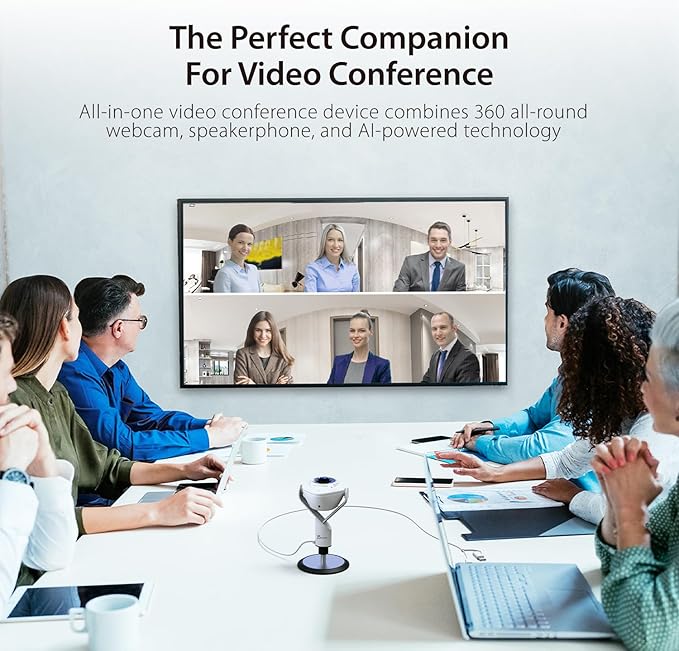 j5create 360 All Around AI-Powered Conference Room Camera with Speakerphone, Smart-Tracking, Auto-Framing, Include a Remote Control (JVU368)-DeskLoop Office