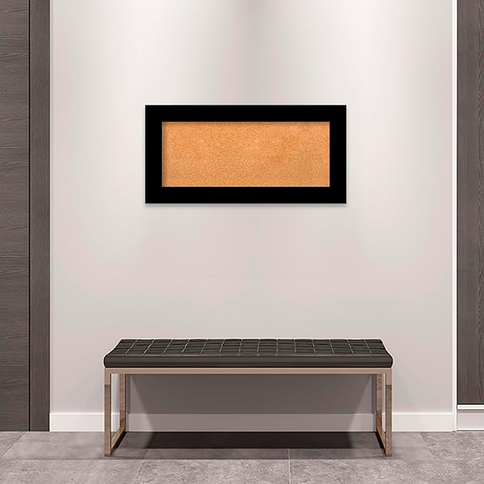 Amanti Art Natural Cork Board for Wall, 17x35 Vision Board with Black Wood Frame, Medium Corkboard Office Decor for Home Organization, Casual Corkboard Pinboard to Display Items for Home Organization-DeskLoop Office