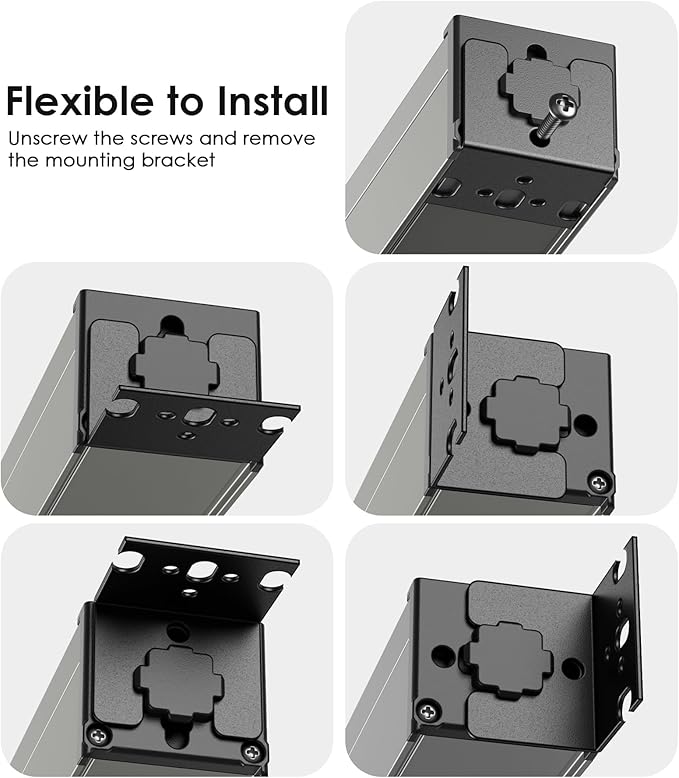 JUNNUJ Heavy Duty Power Strip 8 Outlet Wall Mount, Metal 20 Amp Surge Protector 1200J, Garage Industrial Outlets 6-20R T-Slot, 6FT 12AWG Extension Cord.-DeskLoop Office